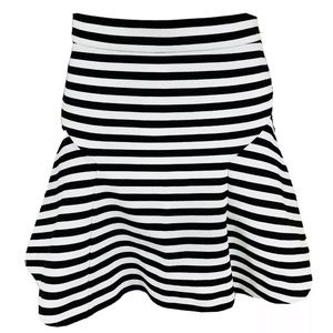 Express Black & White Striped Flared Mini Skirt